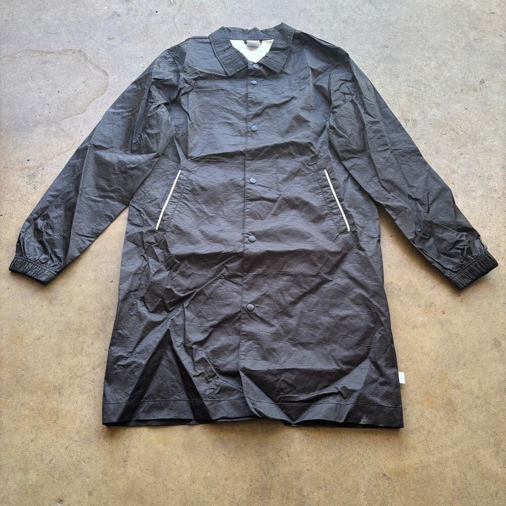 Men's Nike Sportswear Essential Black Snap Long Coaches Windbreaker Jacket Sz S